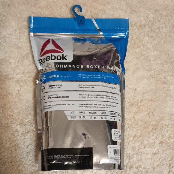 NWT ~Reebok Men's Underwear Performance Boxer Briefs, 3 Pack (Size: Med. 32-34) - Picture 4 of 4